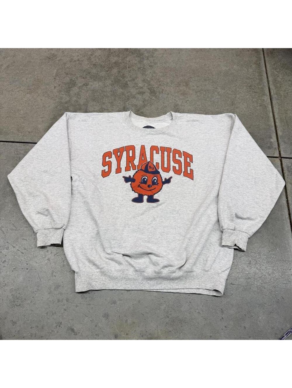 vintage syracuse university collegiate grey and orange spell out crewneck xl